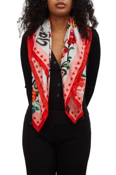 Gucci "L'aveugle Par Amour" Snakes And Flowers Silk Scarf