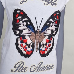 GUCCI L'Aveugle Par Amour white butterfly embroidered tshirt XS