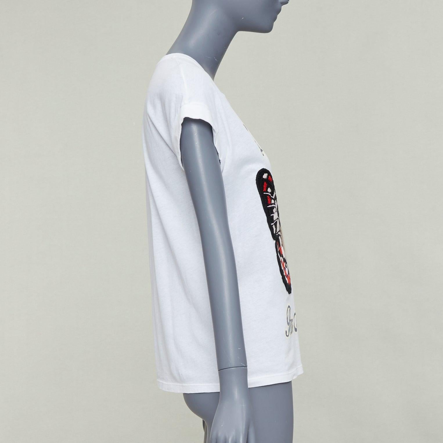 Gucci L'Aveugle Par Amour - tshirt ricamata con farfalla bianca XS In condizioni buone in vendita a Hong Kong, NT