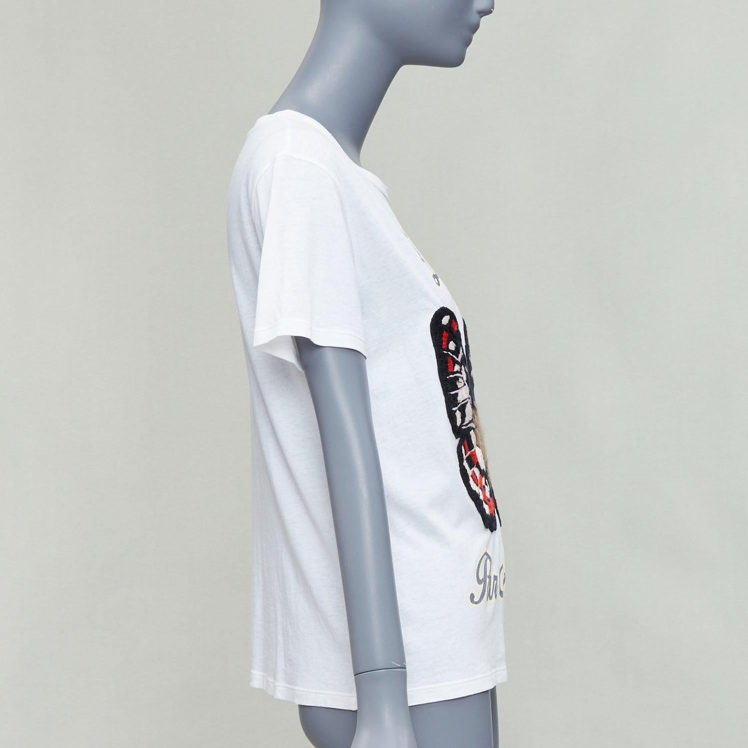 GUCCI L'Aveugle Par Armour white butterfly embroidered tshirt S In Excellent Condition For Sale In Hong Kong, NT