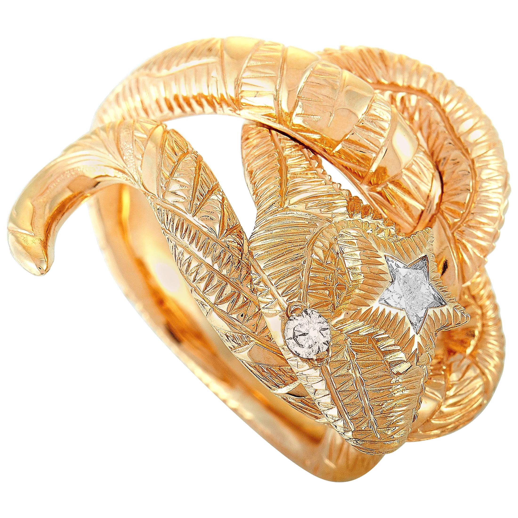 Gucci Le Marché Des Merveilles 18 Karat Rose Gold Diamond Snake Ring