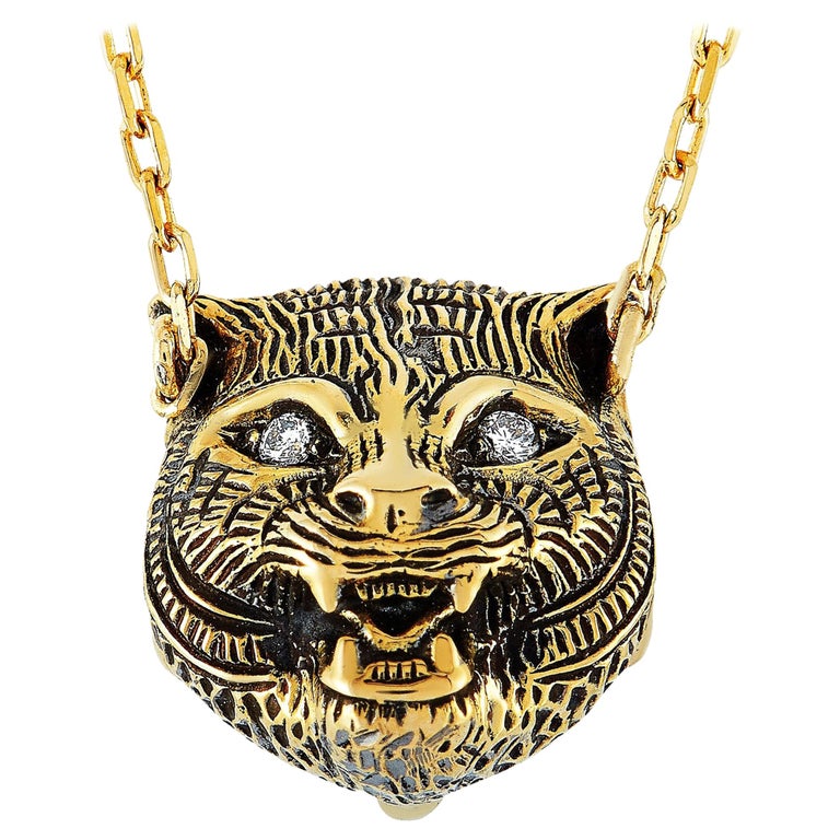 Gucci Le Marché des Merveilles 18 Karat Yellow Gold Diamond and Onyx  Necklace at 1stDibs