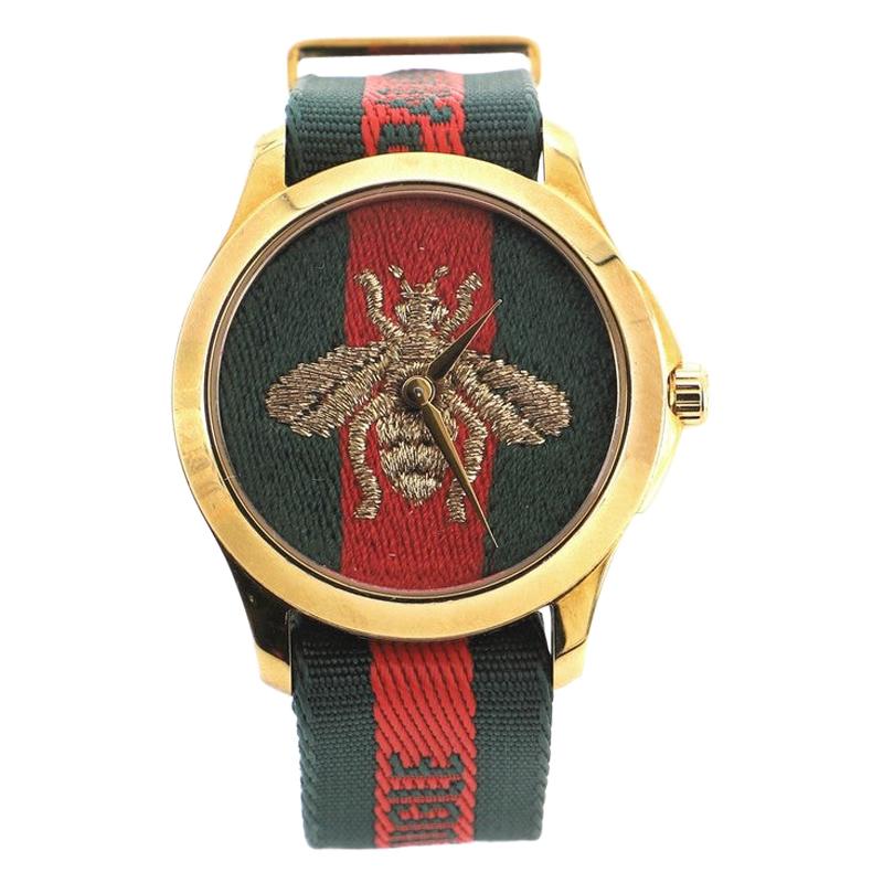 Gucci Le Marche Des Merveilles Bee Quartz Watch PVD Stainless Steel and Nylon 38
