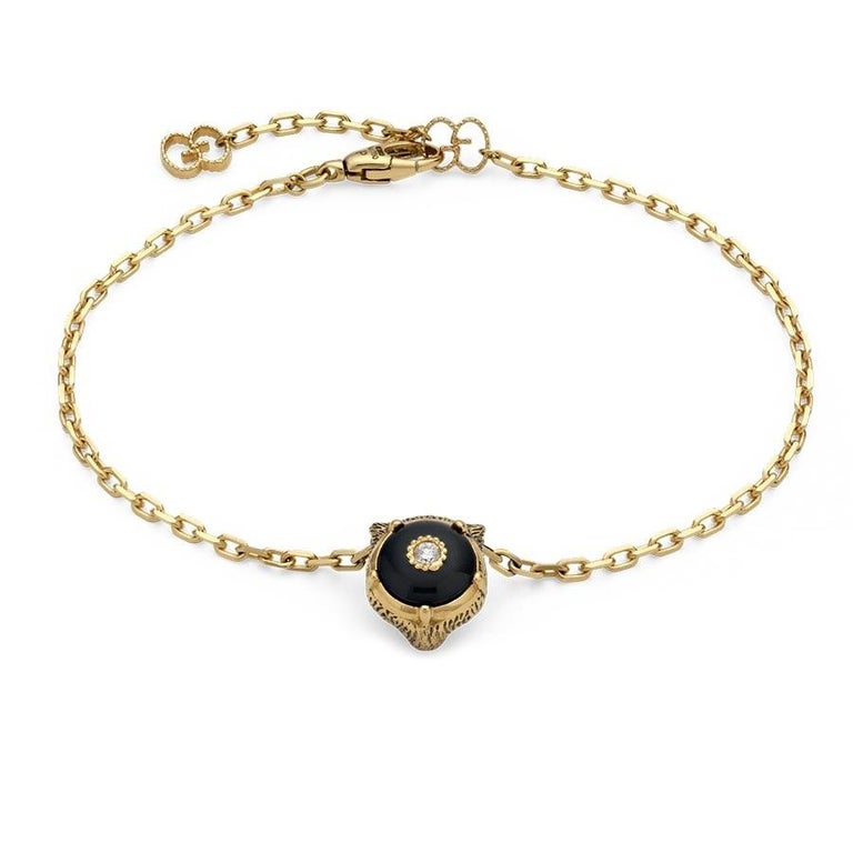 Women's Gucci Le Marché Des Merveilles Black Onyx and Diamond Bracelet YBA502852003 For Sale