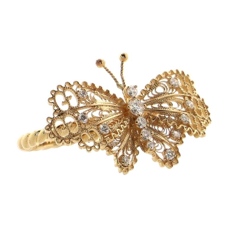 Gucci Le Marche Des Merveilles Butterfly Ring 18K Yellow Gold with Diamonds