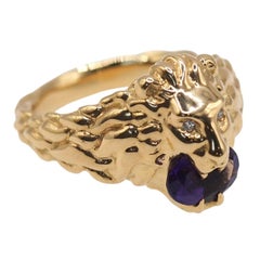 Gucci Le Marché des Merveilles Leopard Head Diamond Amethyst Ring