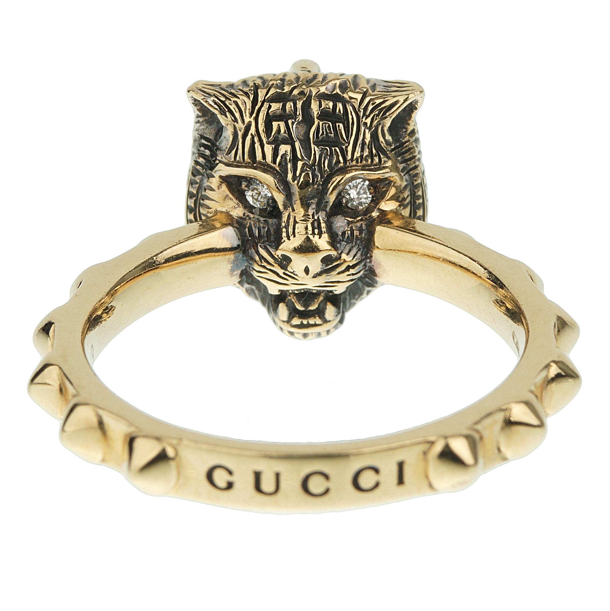 Round Cut Gucci Le Marche Des Merveilles Topaz Diamond Yellow Gold