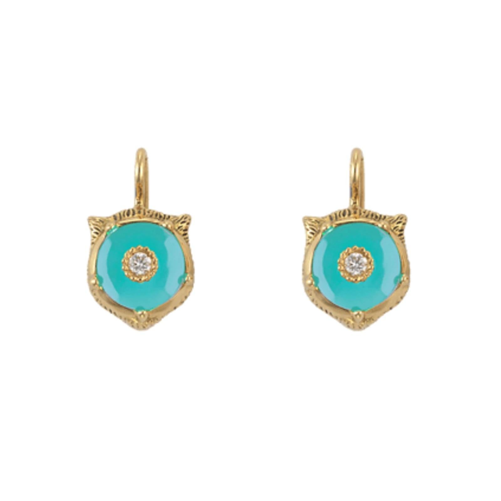 Gucci Le Marché Des Merveilles Turquoise and Diamond Earrings YBD502831004 In New Condition In Wilmington, DE