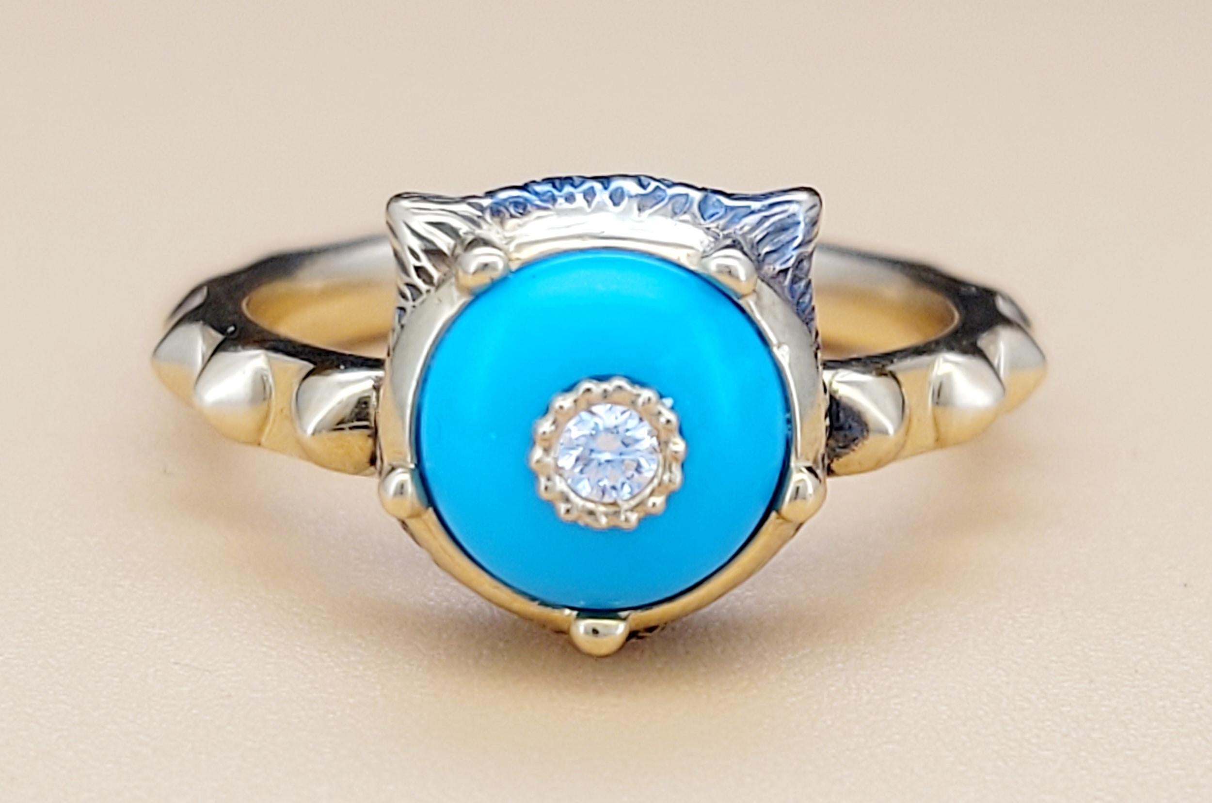 Anillo Gucci Le Marche Des Merveilles Motivo Turquesa y Diamante Talla 6.75 en Nuevo estado para la venta en New York, NY