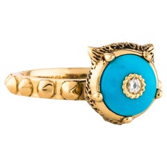Anillo Gucci Le Marche Des Merveilles Motivo Turquesa y Diamante Talla 6.75