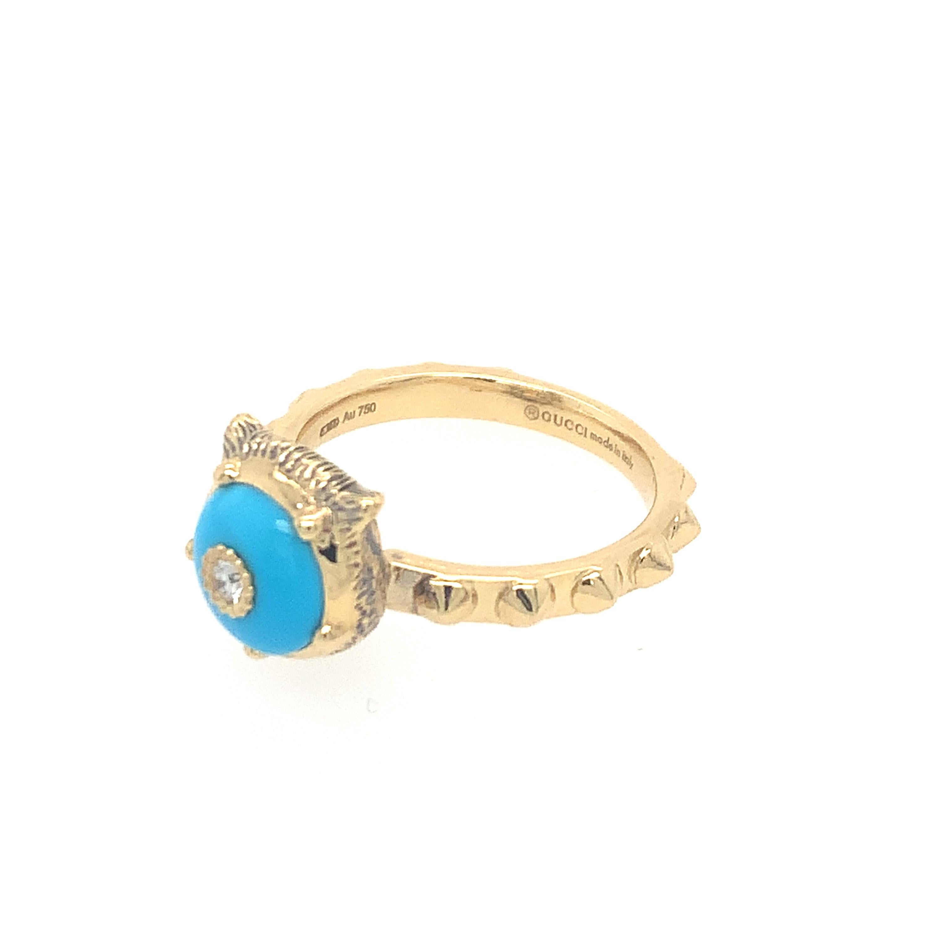 Contemporary Gucci Le Marche Des Merveilles Turquoise Ring For Sale