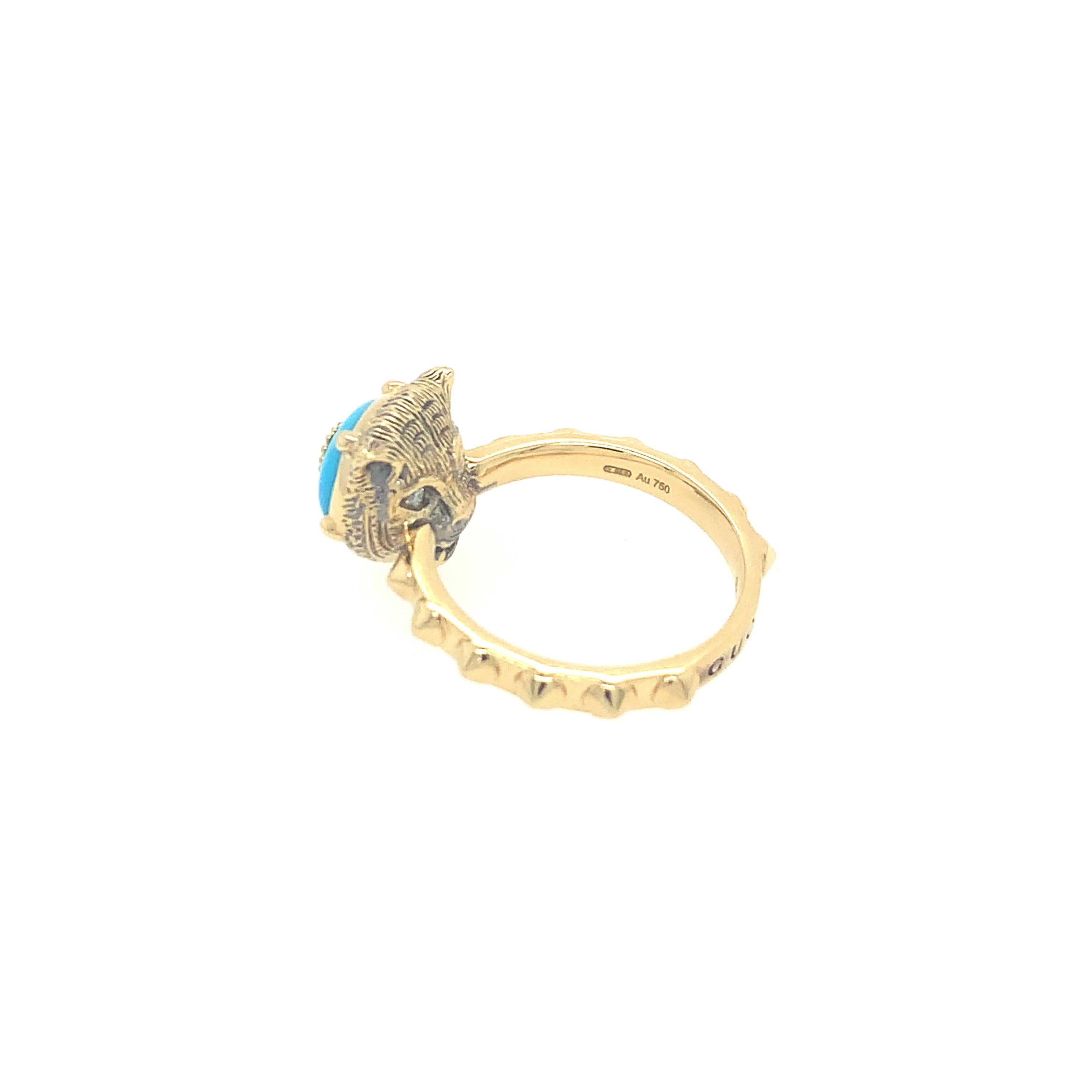 Gucci Le Marche Des Merveilles Turquoise Ring In New Condition For Sale In Delray Beach, FL