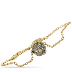 Gucci Le Marché des Merveilles Yellow Gold Diamond Onyx Feline Charm Bracelet