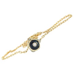 Gucci Le Marché des Merveilles Yellow Gold Diamond Onyx Feline Charm Bracelet