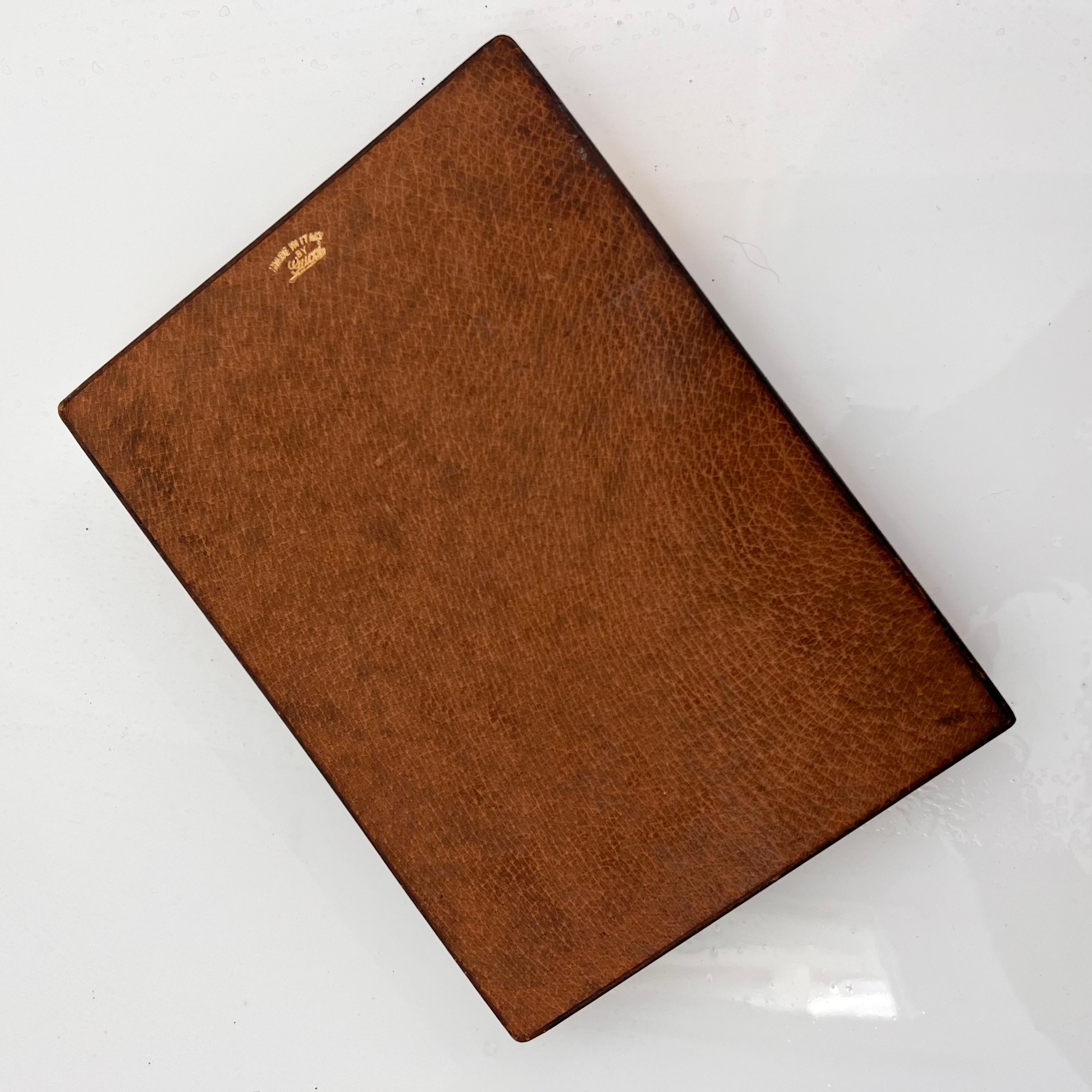 Gucci Leather and Brass Note Pad, 1980s Italy For Sale 7