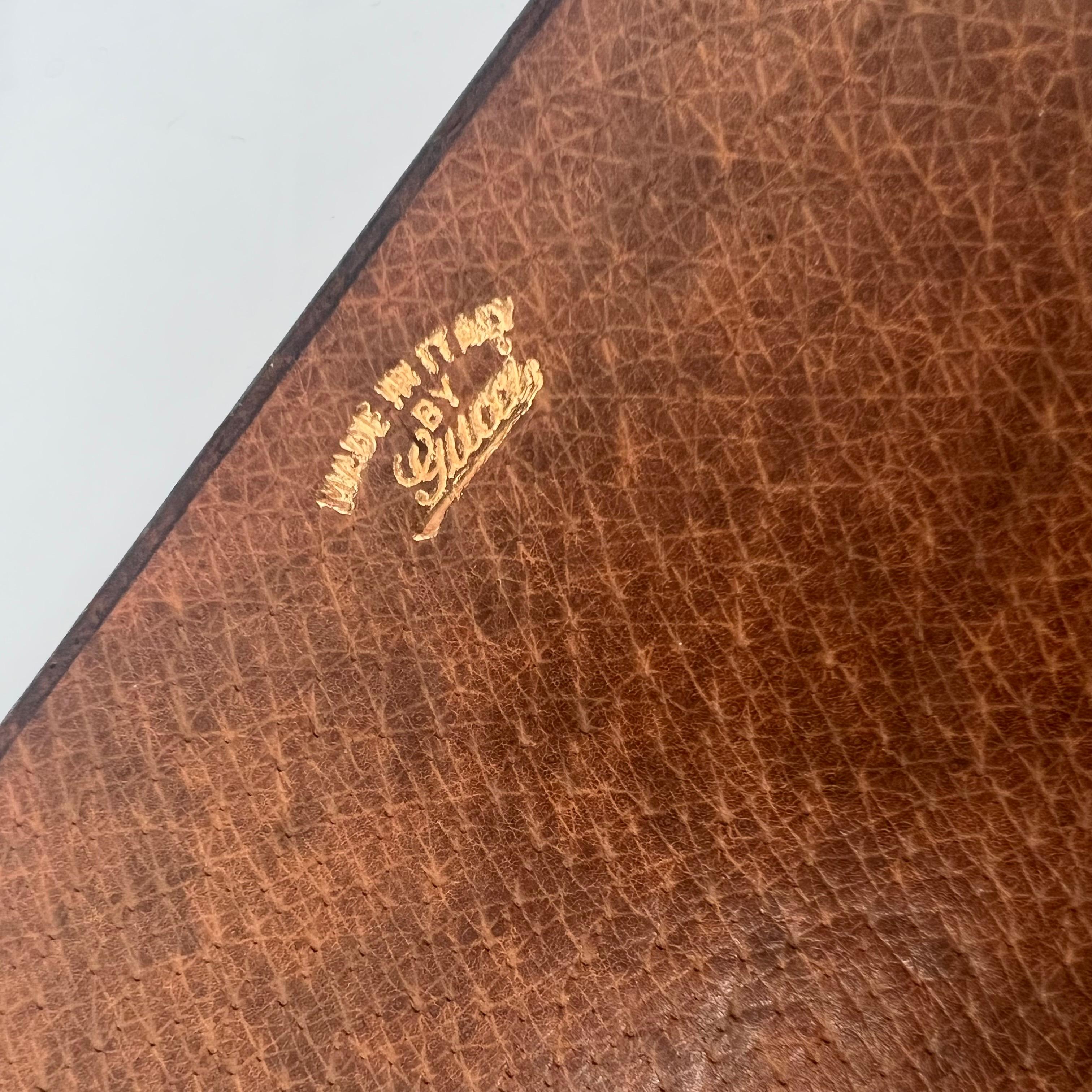 Gucci Leather and Brass Note Pad, 1980s Italy For Sale 8