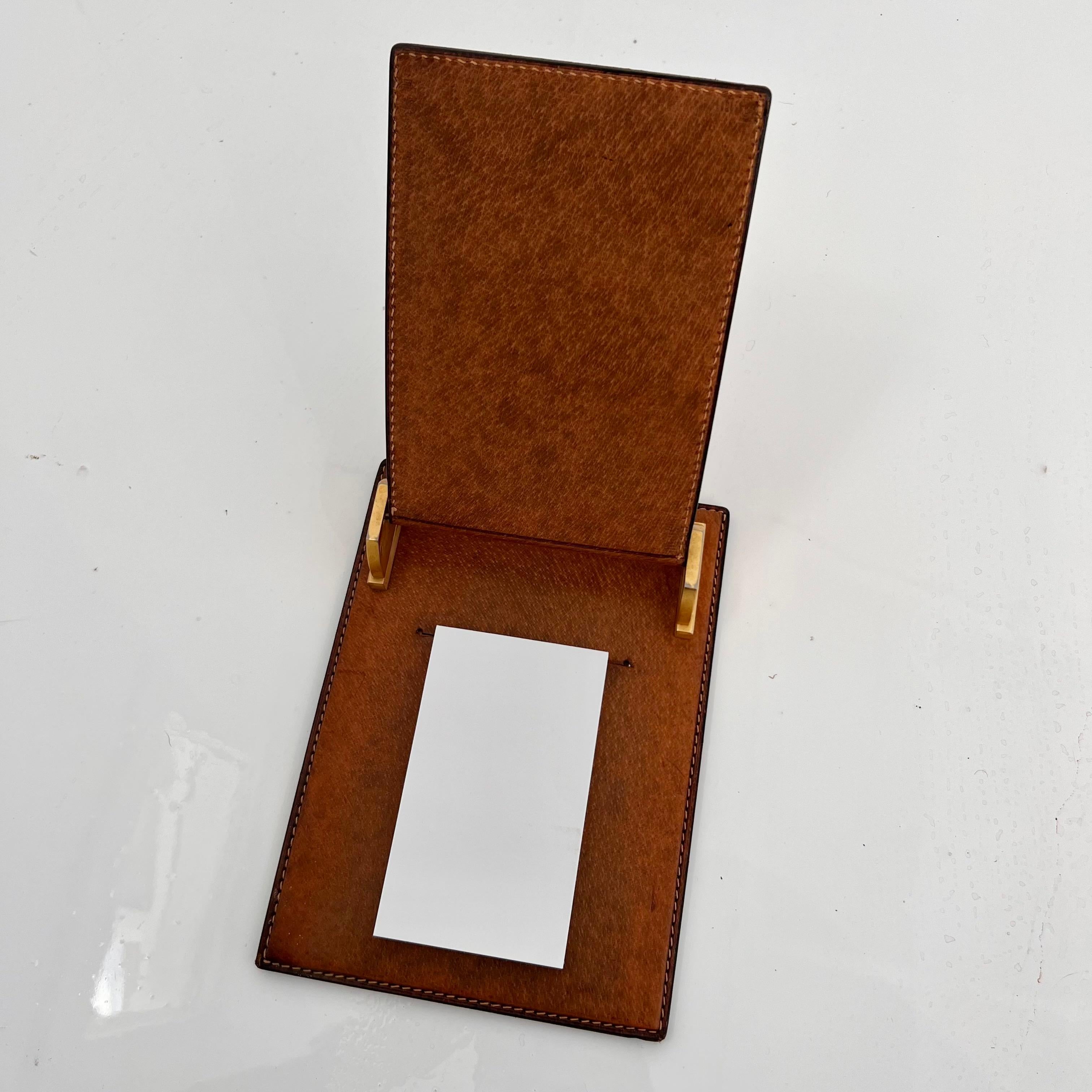 Italian Gucci Leather and Brass Note Pad, 1980s Italy For Sale