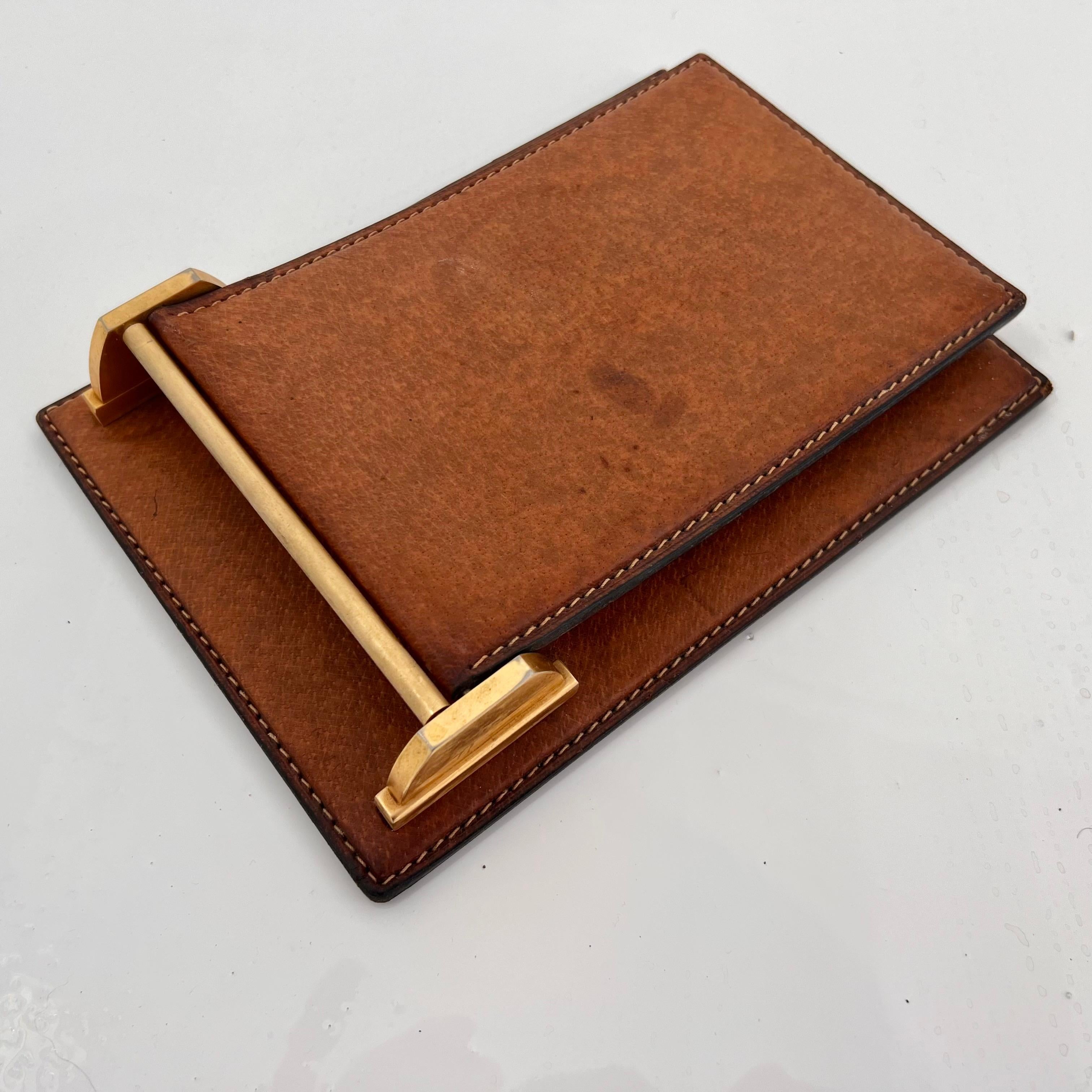 Gucci Leather and Brass Note Pad, 1980s Italy For Sale 1