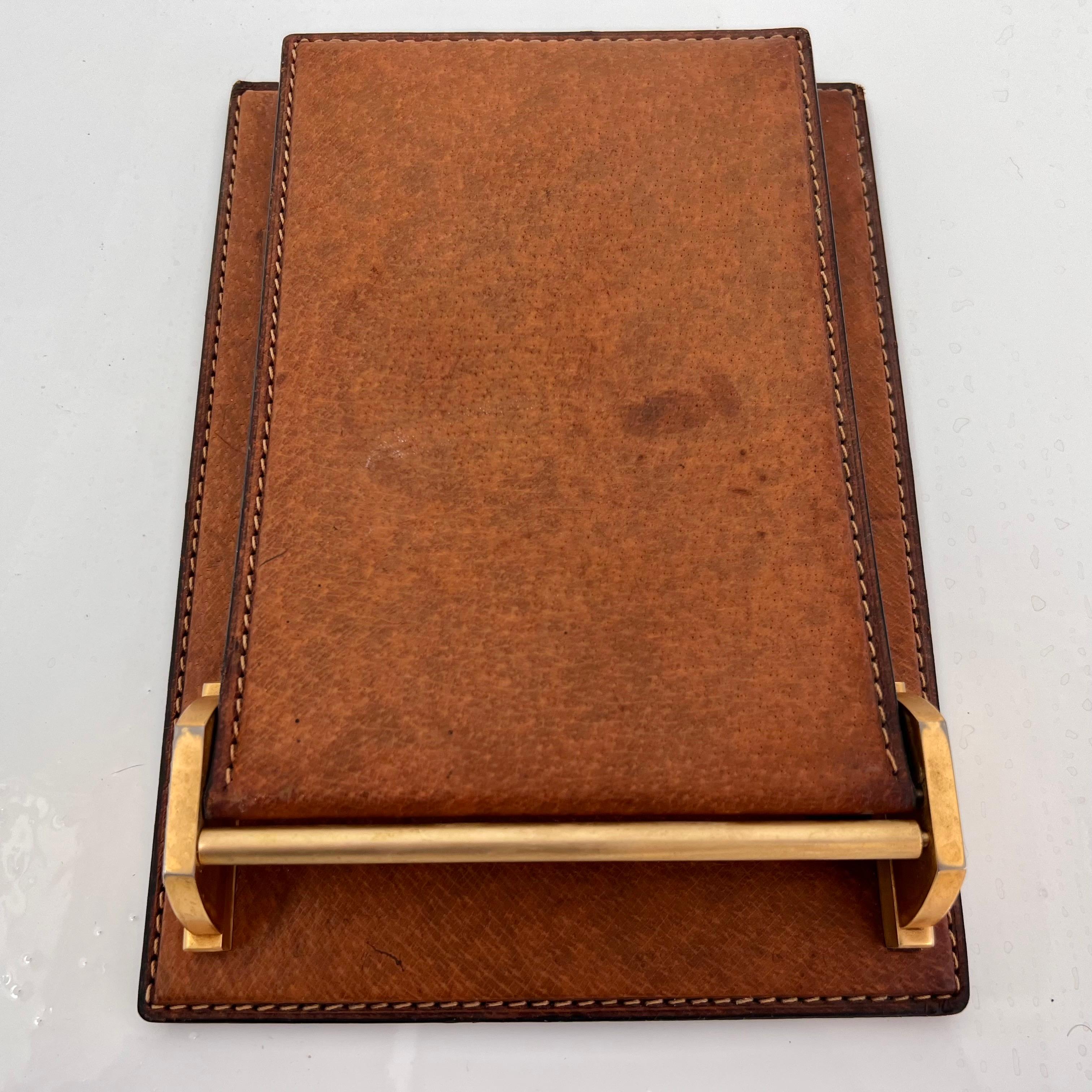 Gucci Leather and Brass Note Pad, 1980s Italy For Sale 2
