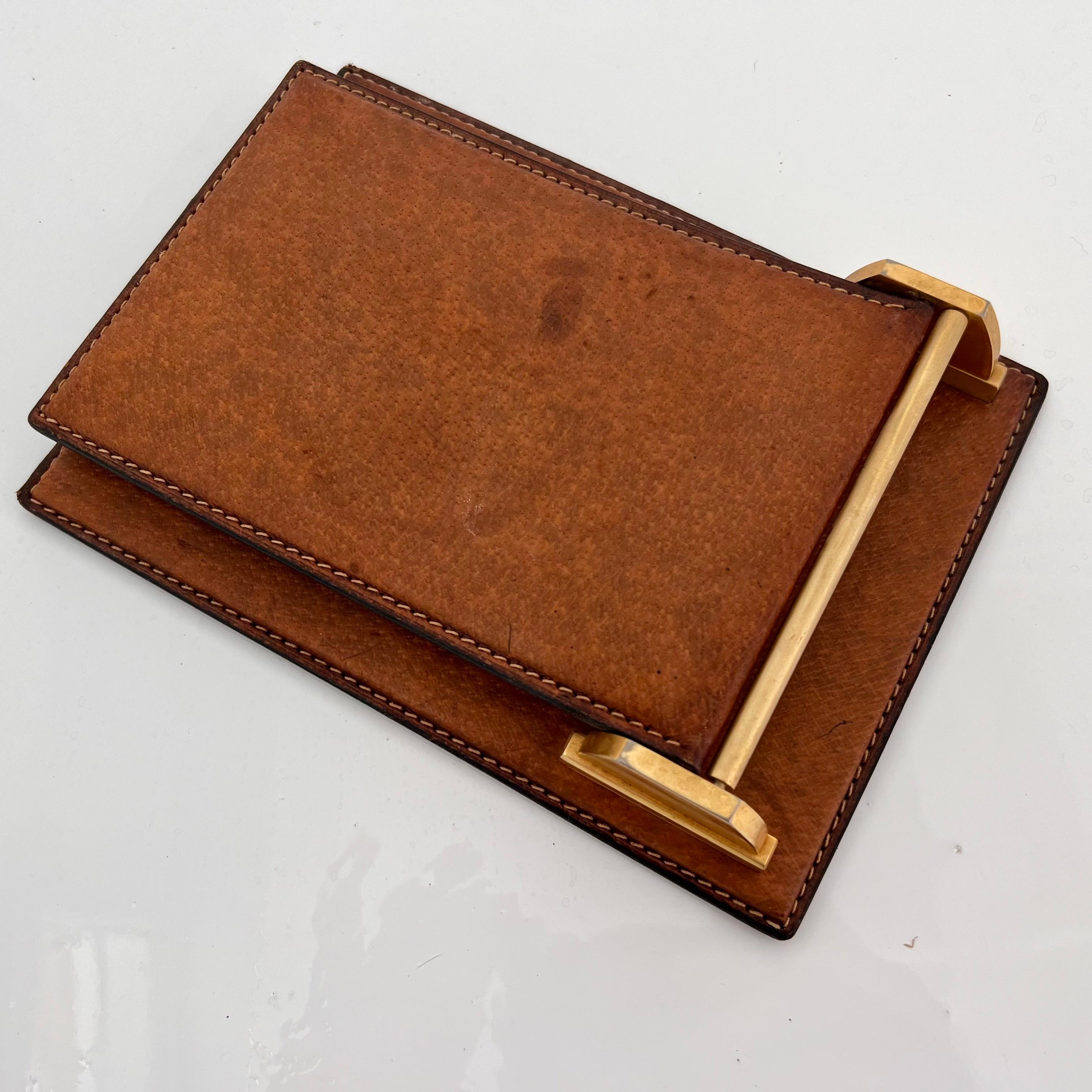 Gucci Leather and Brass Note Pad, 1980s Italy For Sale 3