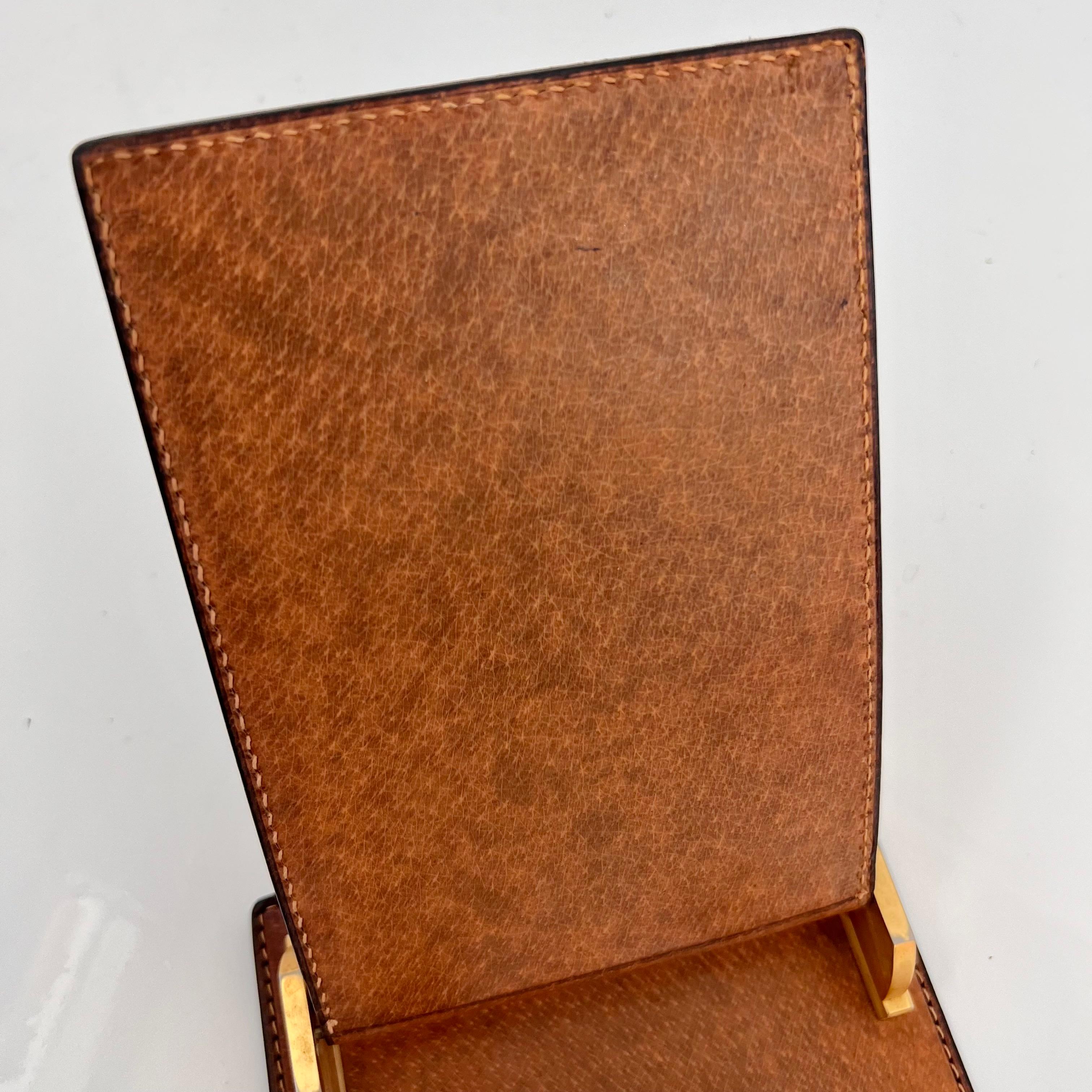 Gucci Leather and Brass Note Pad, 1980s Italy For Sale 4