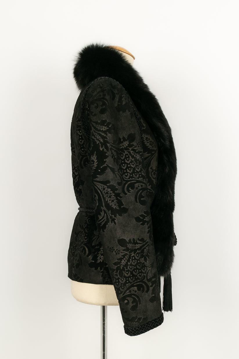 Gucci Leather and Fox Fur Jacket In Excellent Condition In SAINT-OUEN-SUR-SEINE, FR