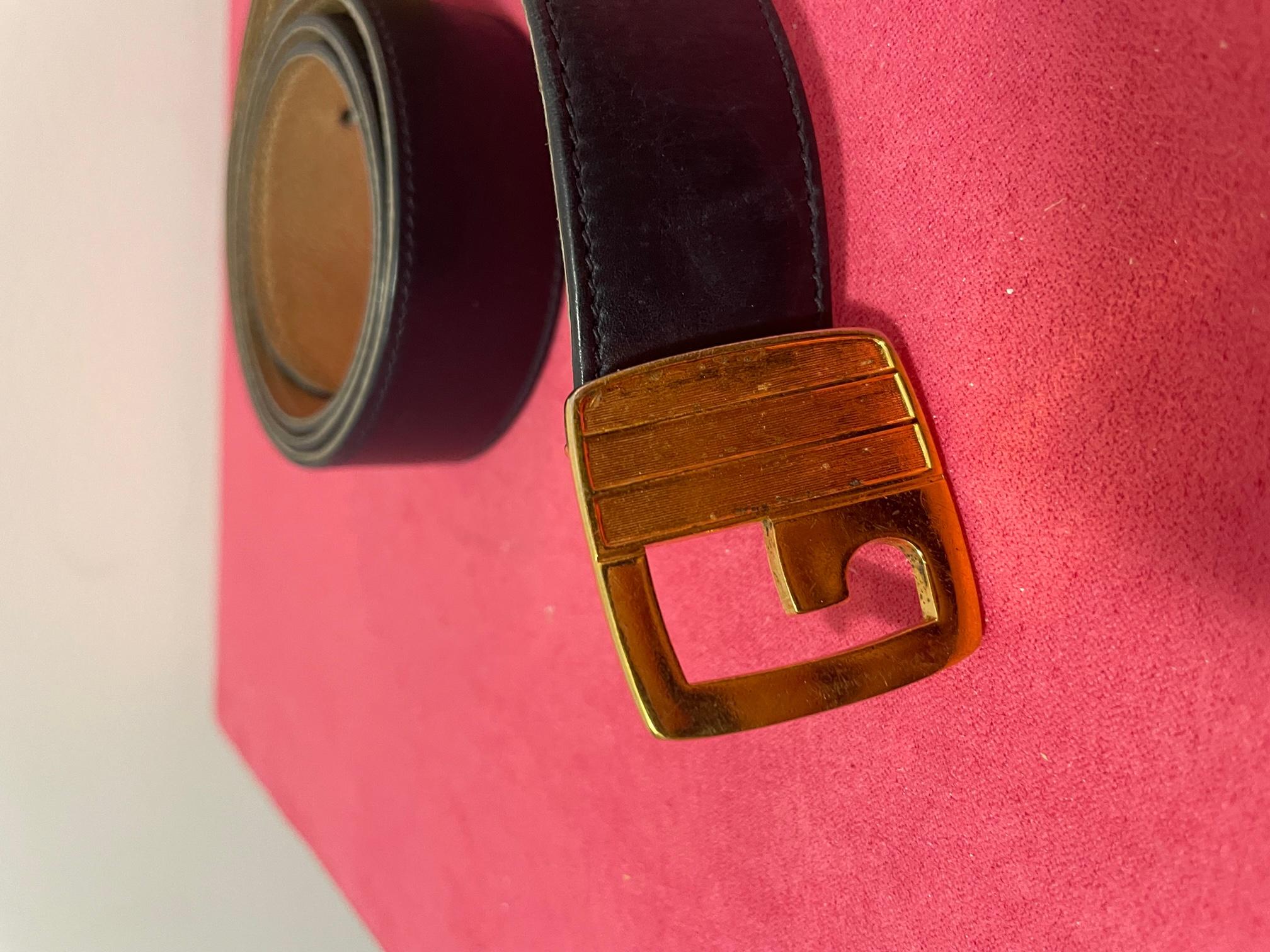 Women's GUCCI Leather and Gold Metal Belt, Original Brand For Sale