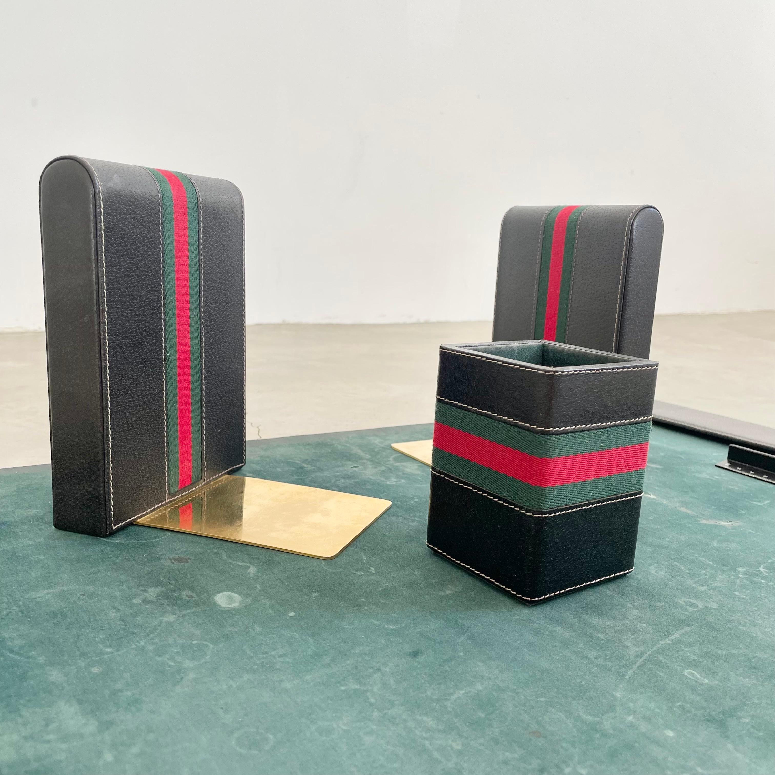 Gucci Leather and Velvet Desk Set, 1980s Italy For Sale 5