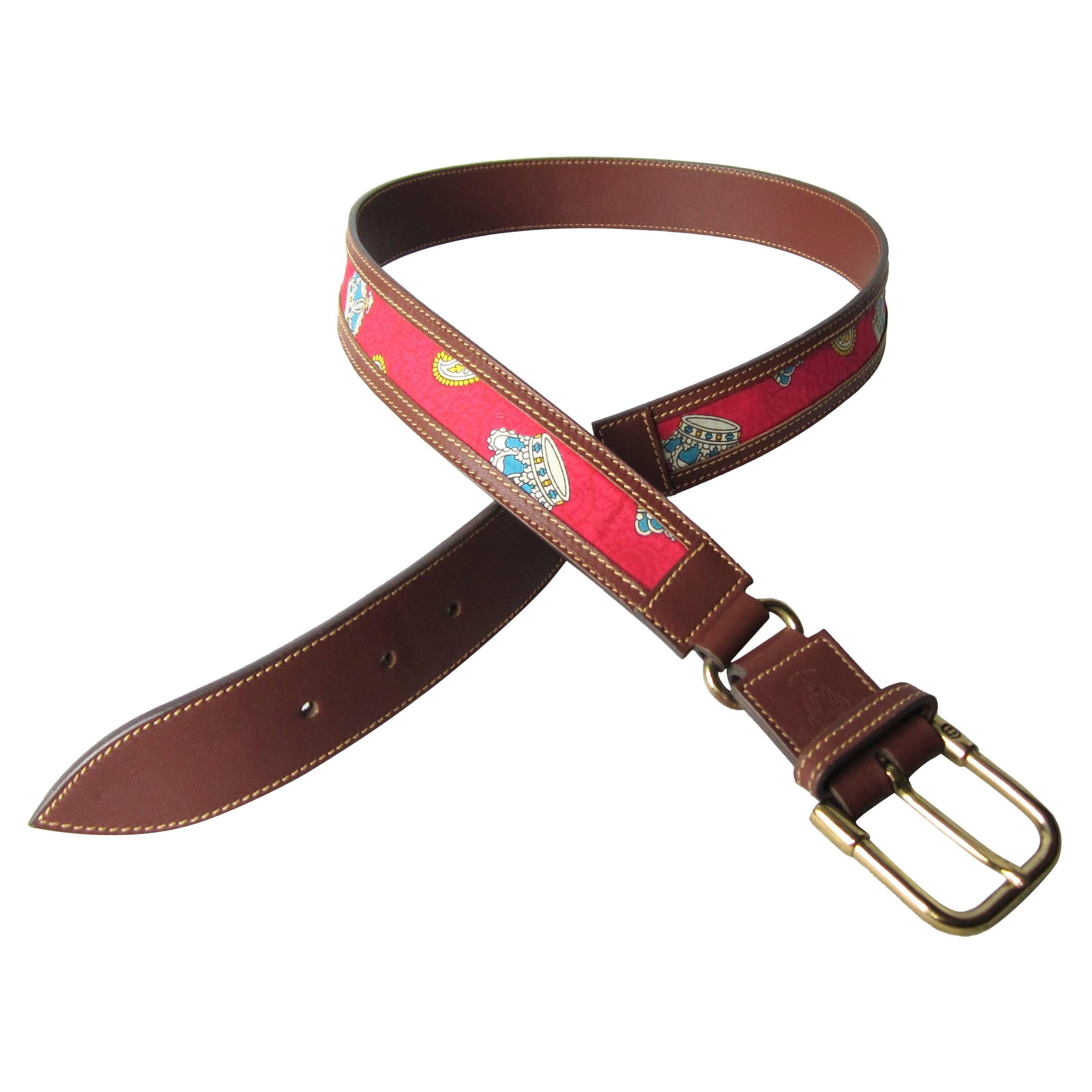 Gucci Leather King Crown Belt New, Never Worn 1990