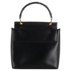 Retro Gucci Leather Black Bamboo Handbag
