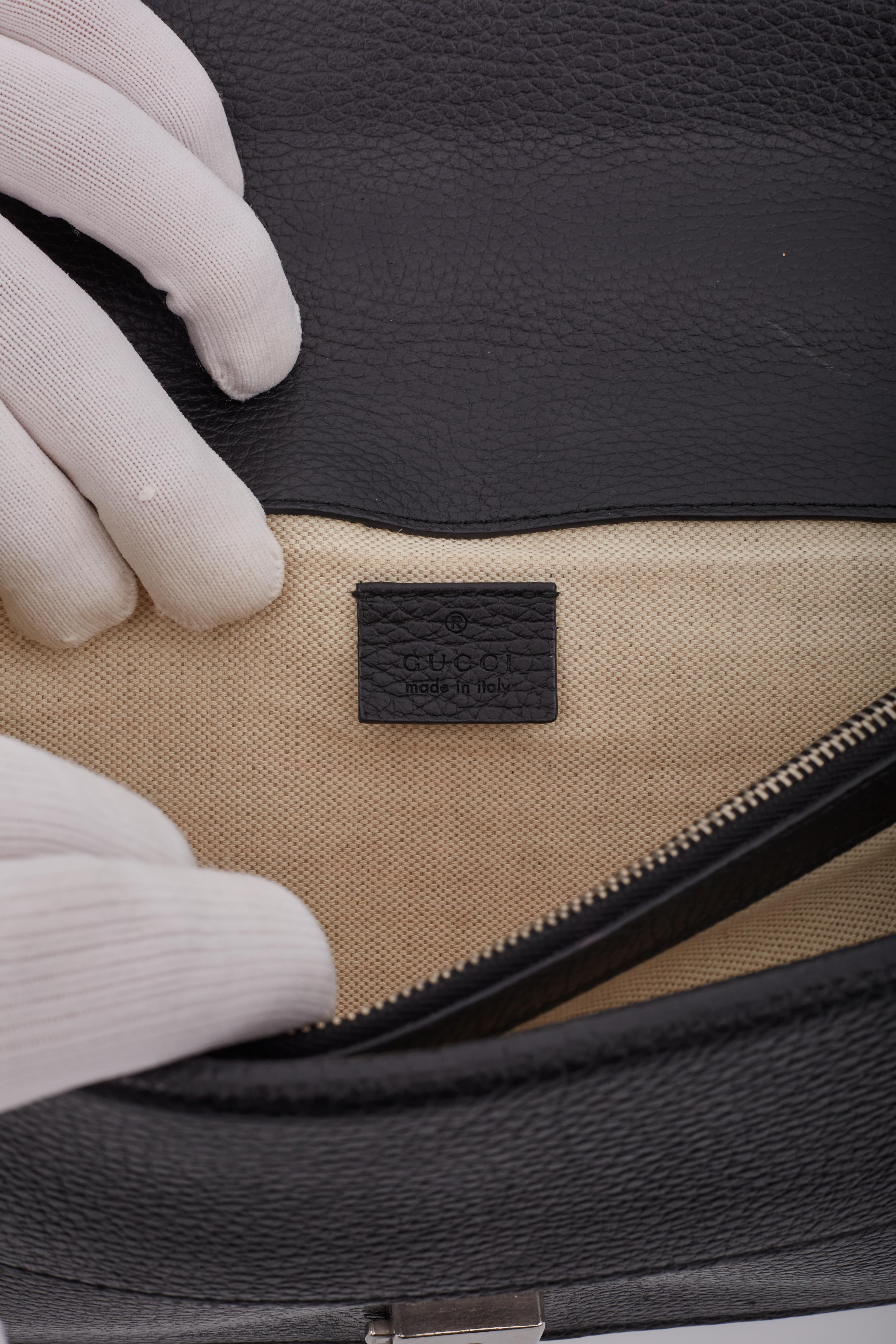 Gucci Leather Black Crystal Embellished Dionysus Bag Small For Sale 4