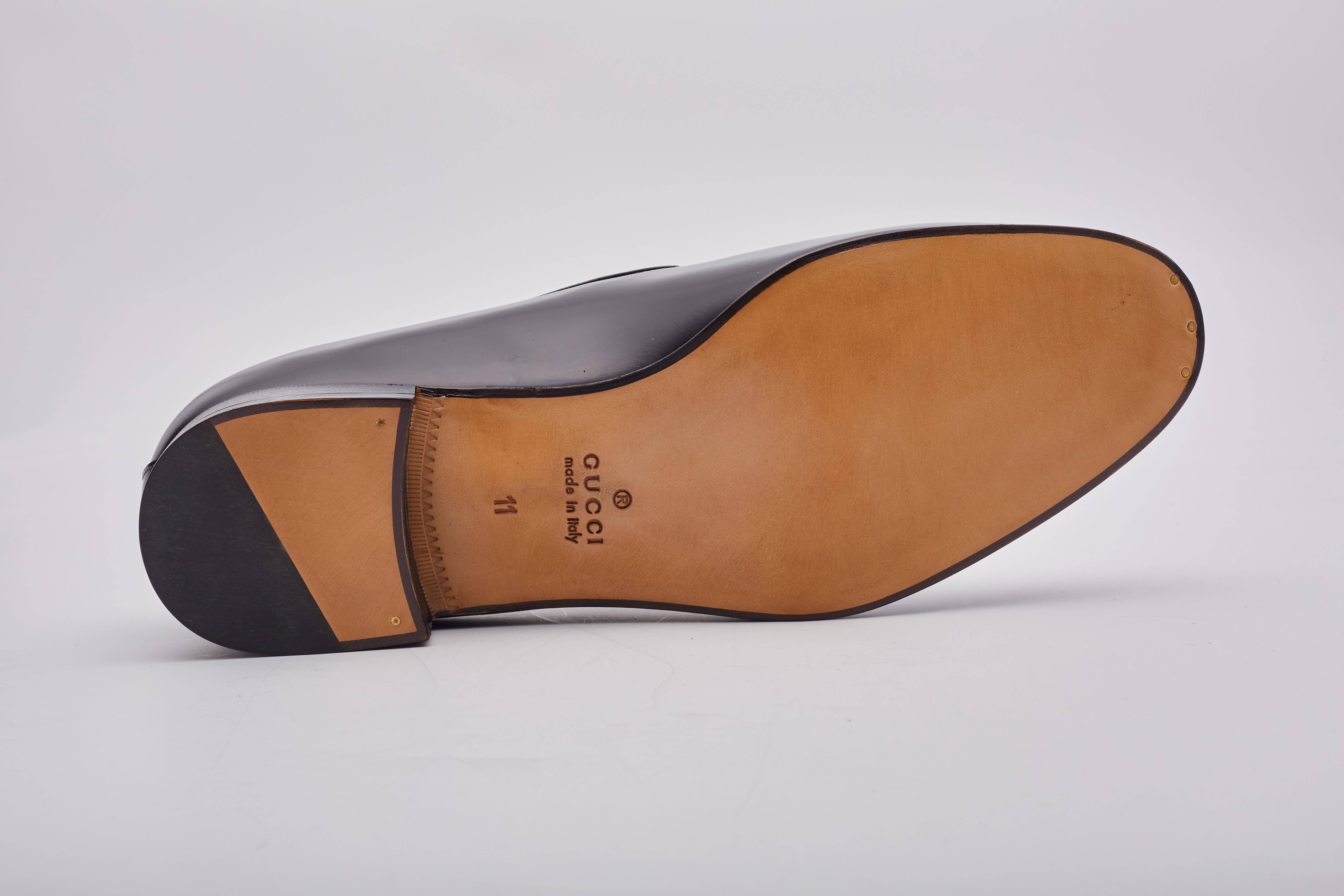 Gucci Leather Black Tassel Loafers Mens (US 11) en vente 2