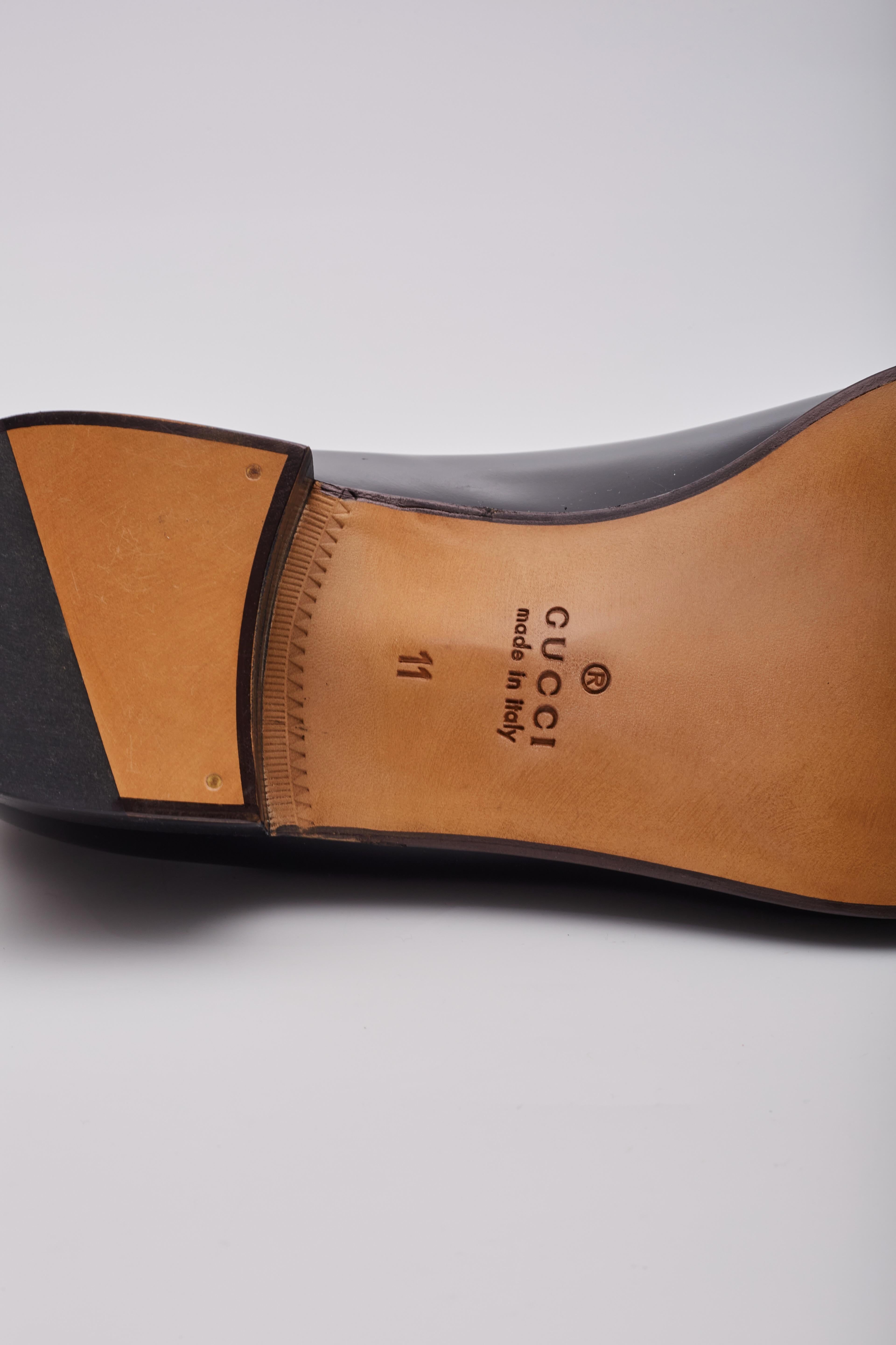 Gucci Leather Black Tassel Loafers Mens (US 11) en vente 3