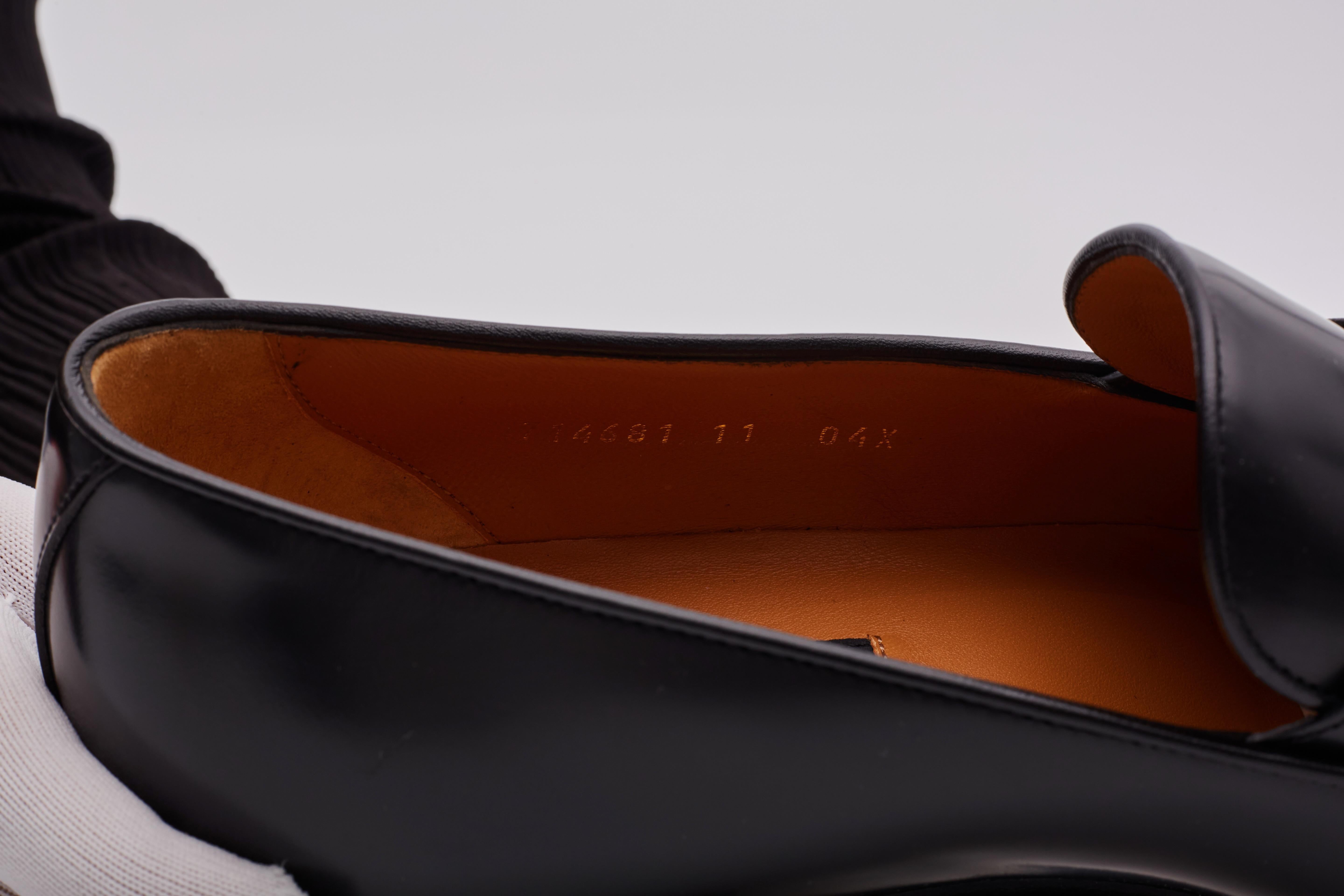 Gucci Leather Black Tassel Loafers Mens (US 11) en vente 4