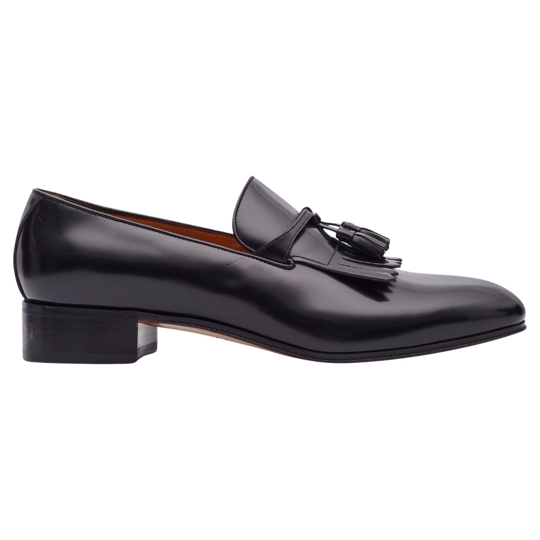 Gucci Leather Black Tassel Loafers Mens (US 11) For Sale