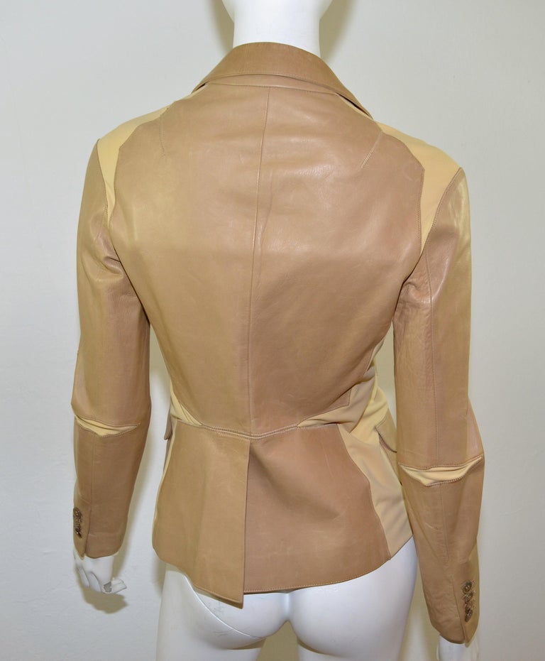 Gucci Leather Blazer Jacket with Mesh Panels at 1stDibs