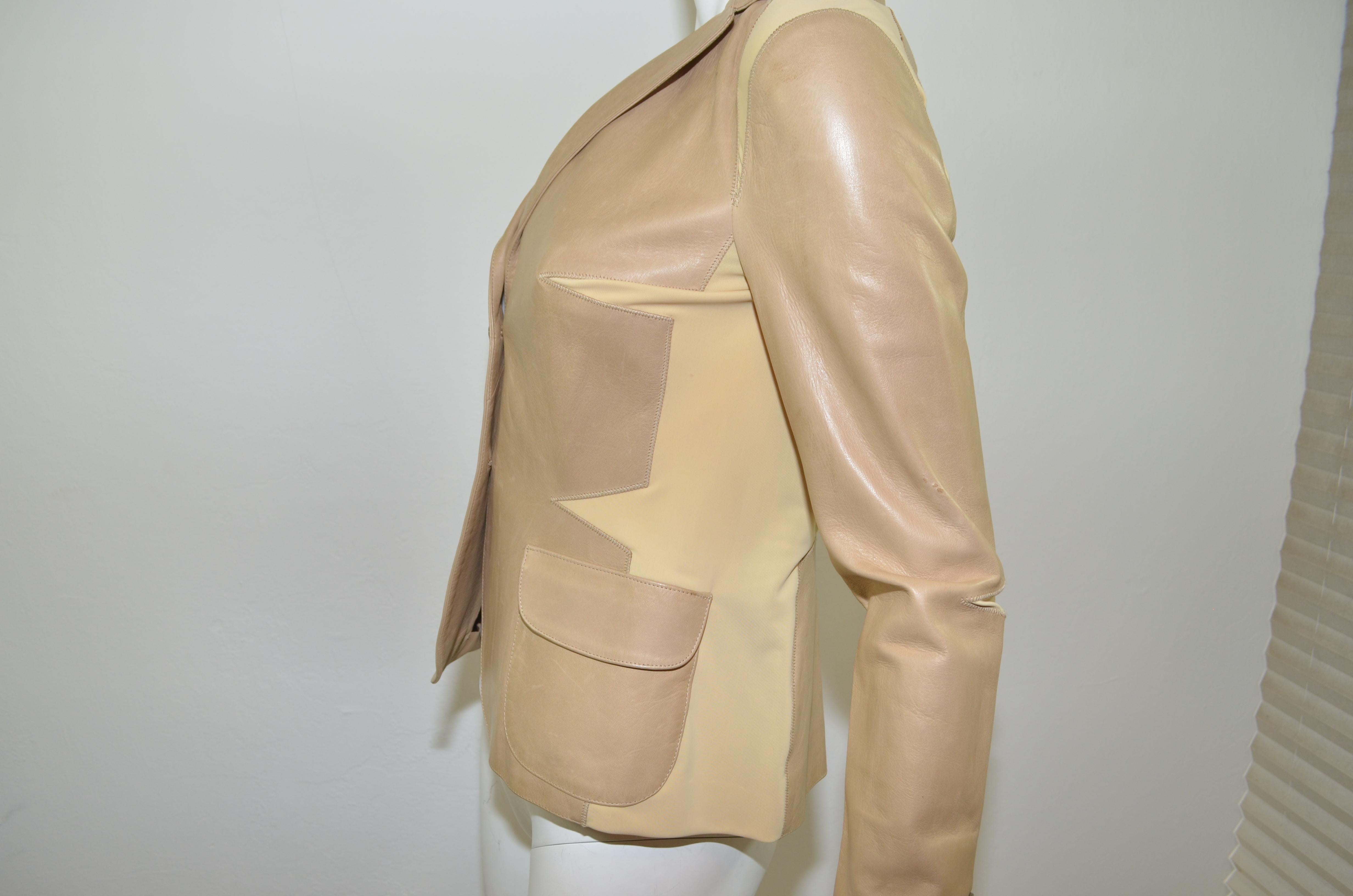 Gucci Leather Blazer Jacket with Mesh Panels 3