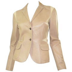 Gucci Leather Blazer Jacket with Mesh Panels