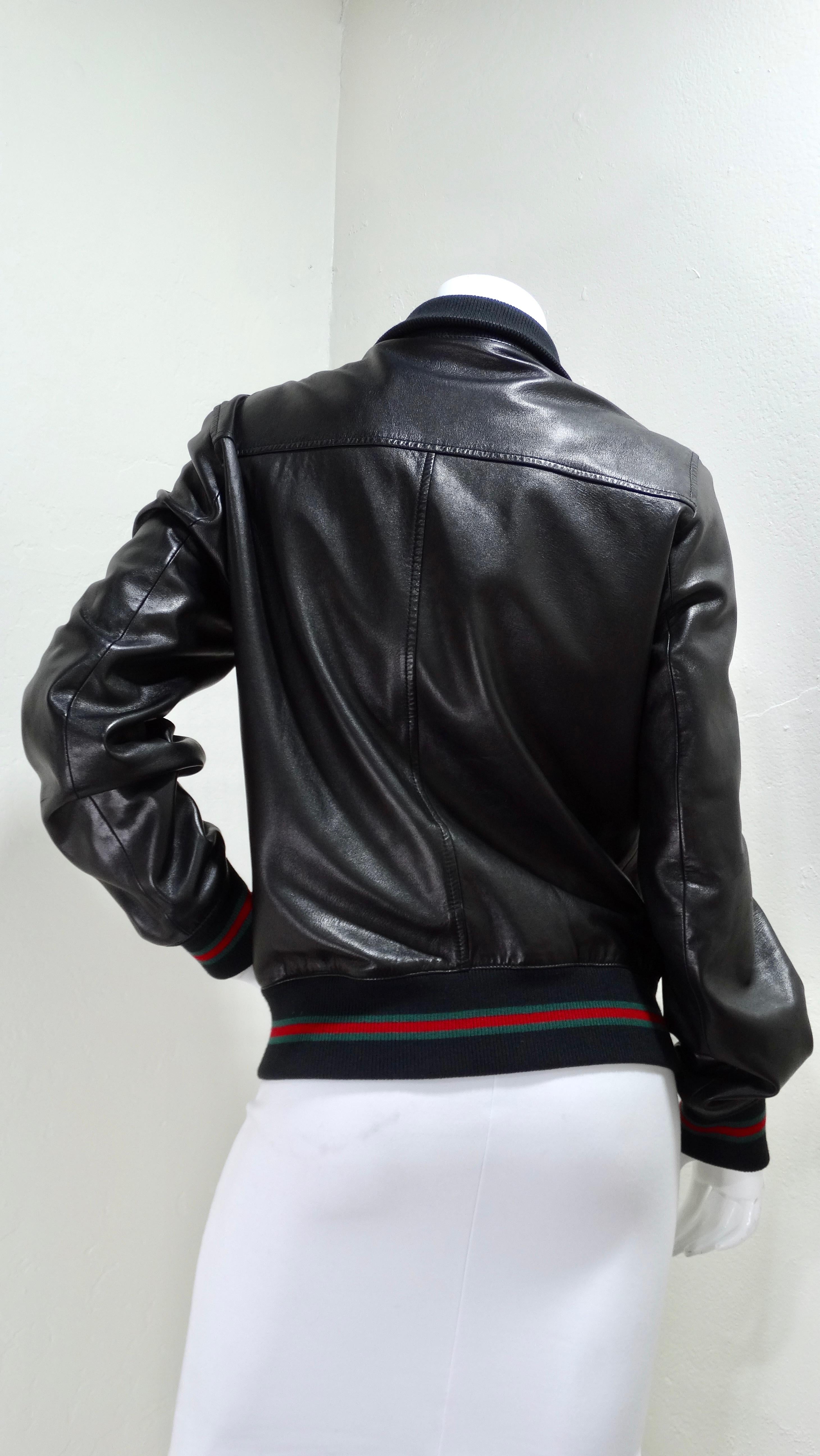 gucci leather bomber jacket mens