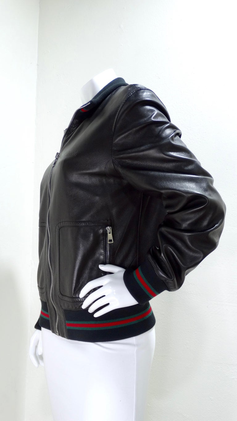 Gucci Leather Bomber Jacket For Sale 1