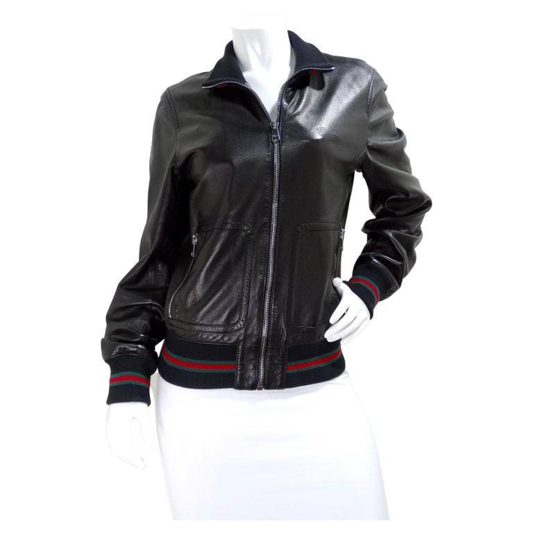 Gucci Leather Bomber Jacket For Sale