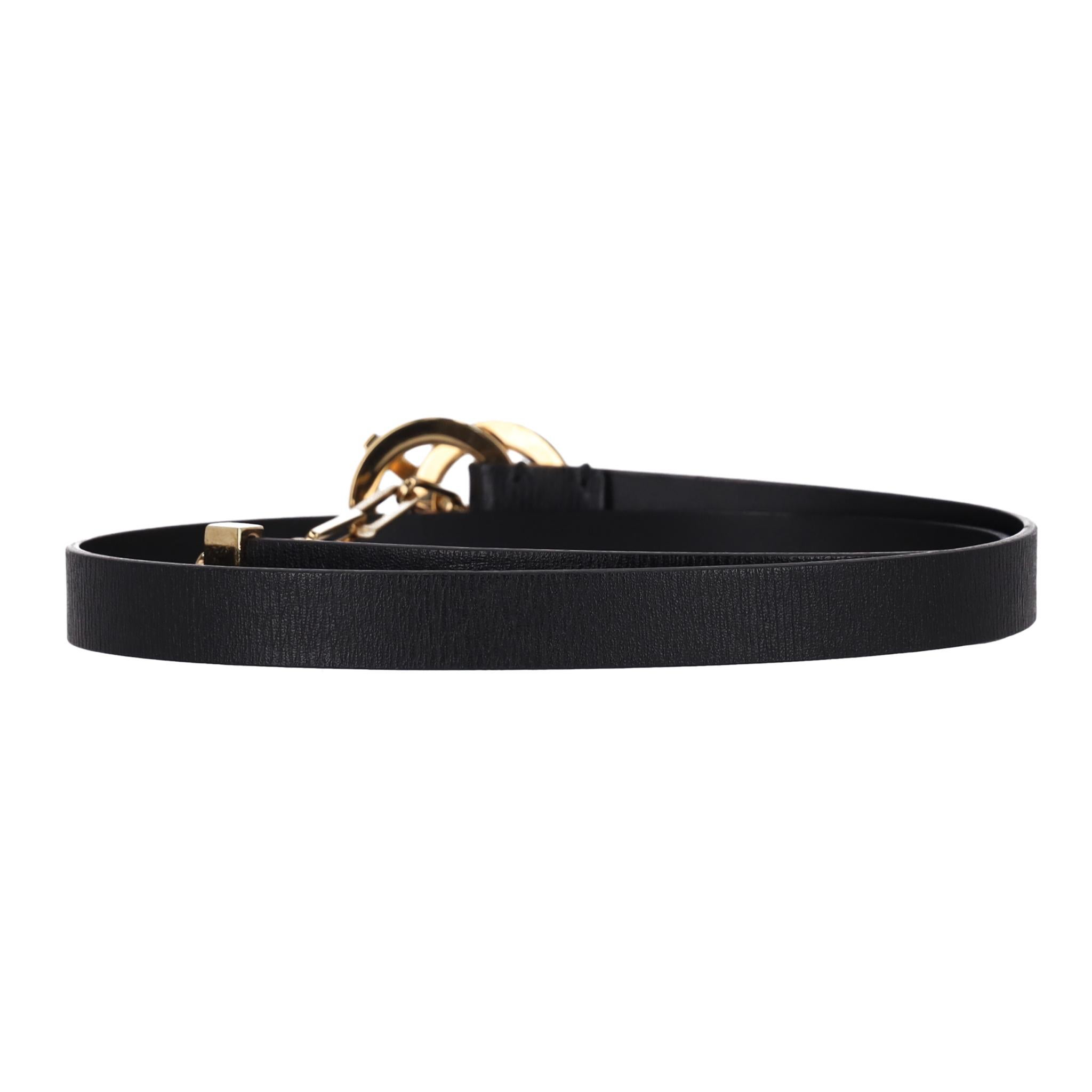 Nero Cintura ad anello AT&T di Gucci in pelle e catena in vendita