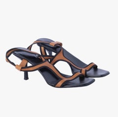 Gucci Leather Colorblock Pattern T-Strap Sandals- '10s
