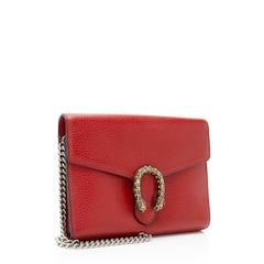 Gucci Leather Crystal Dionysus Chain Wallet