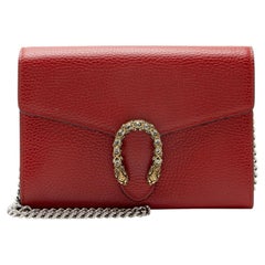 Gucci Leather Crystal Dionysus Chain Wallet
