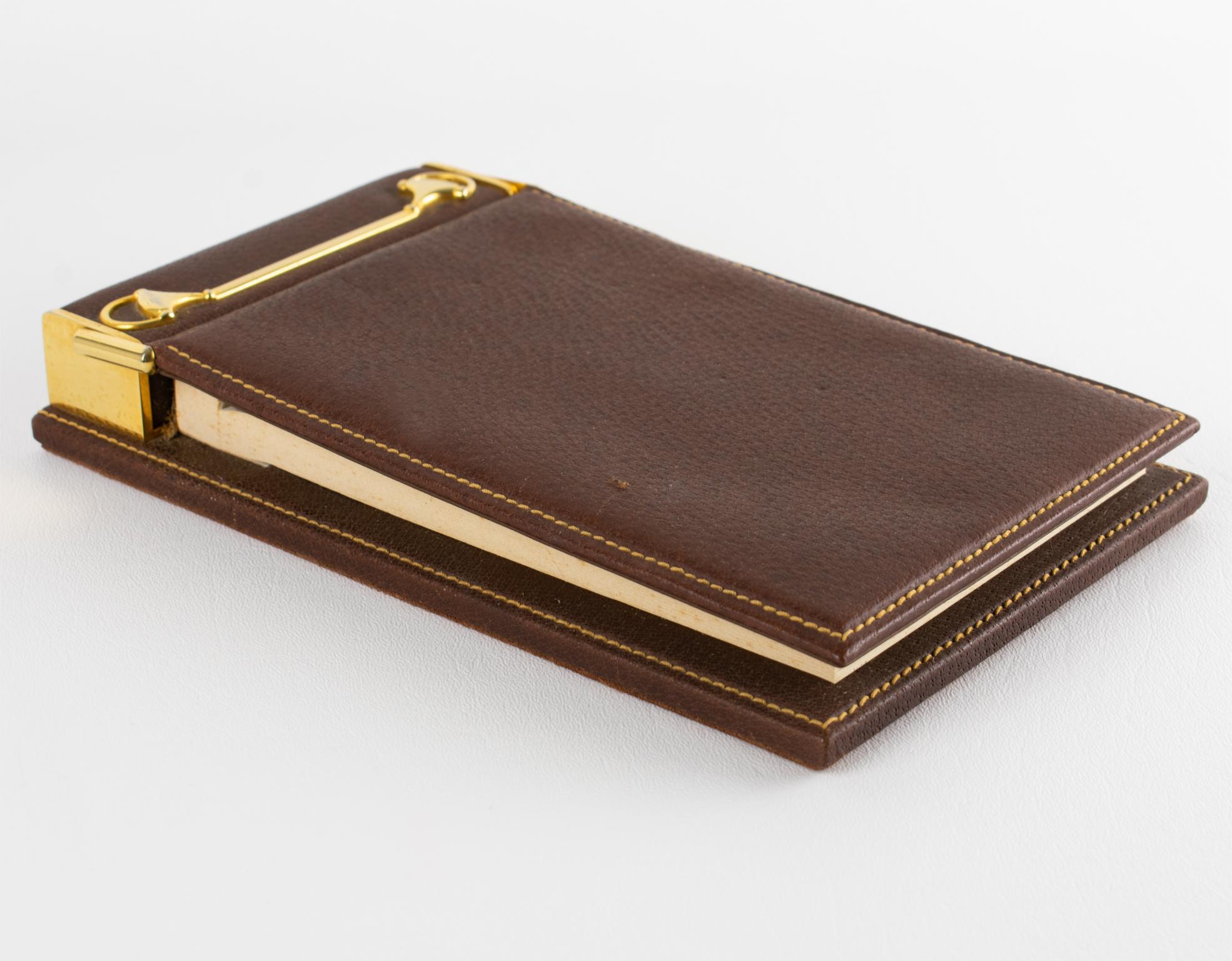 Gucci Schreibtisch-Notizblock aus Leder mit Pferdemotiv, um 1970 im Angebot 3