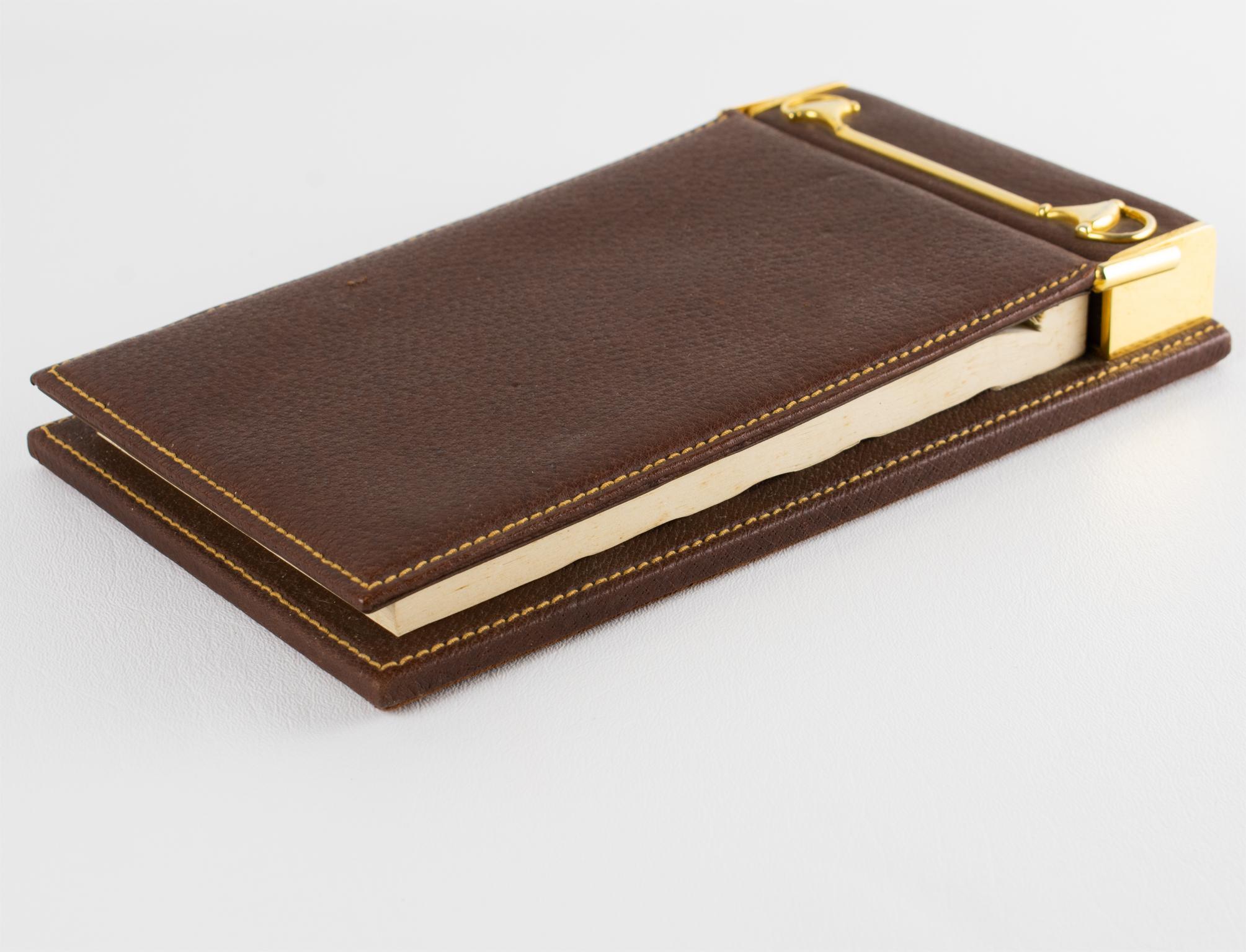 Gucci Schreibtisch-Notizblock aus Leder mit Pferdemotiv, um 1970 im Angebot 4