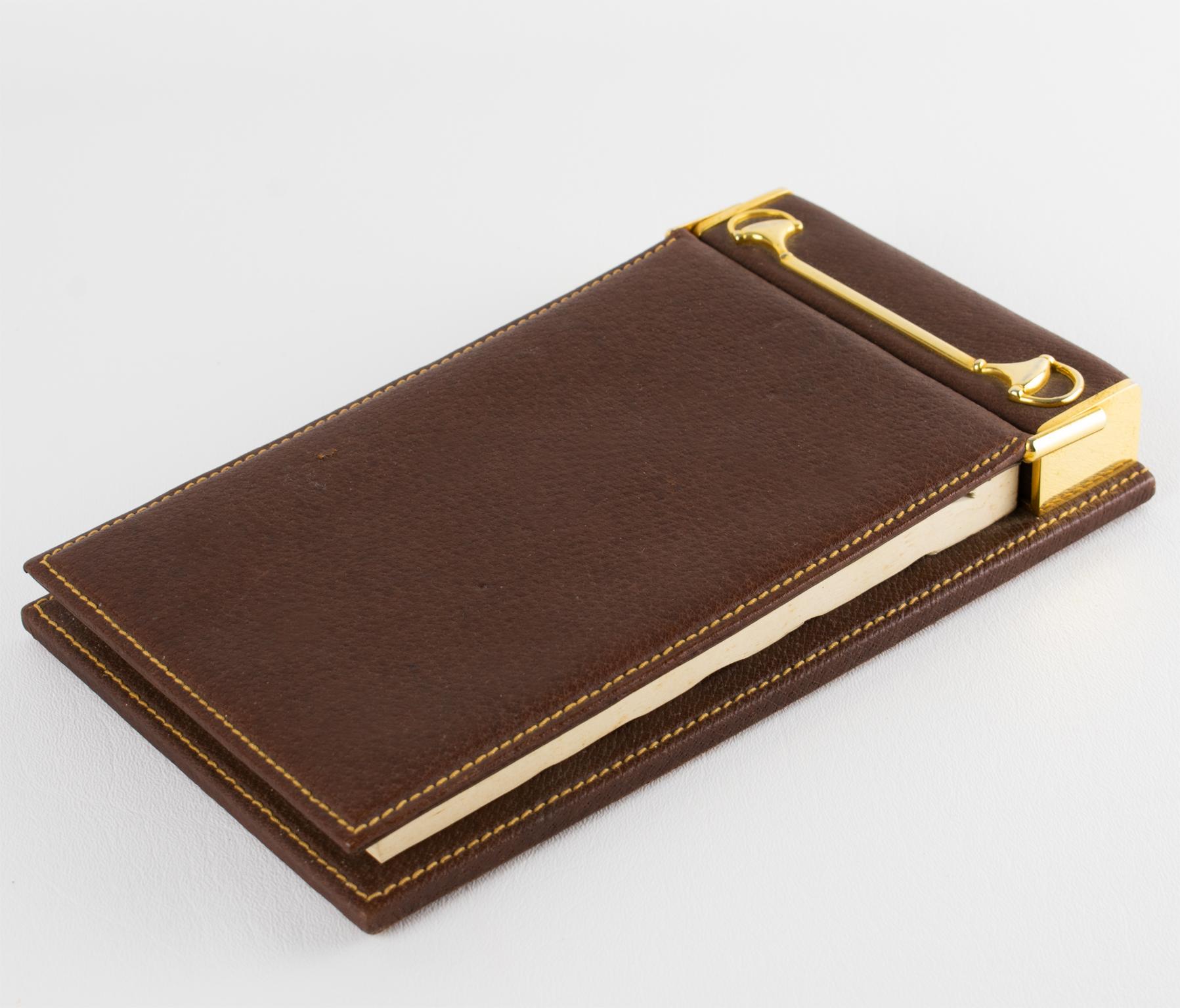 Gucci Schreibtisch-Notizblock aus Leder mit Pferdemotiv, um 1970 im Angebot 5