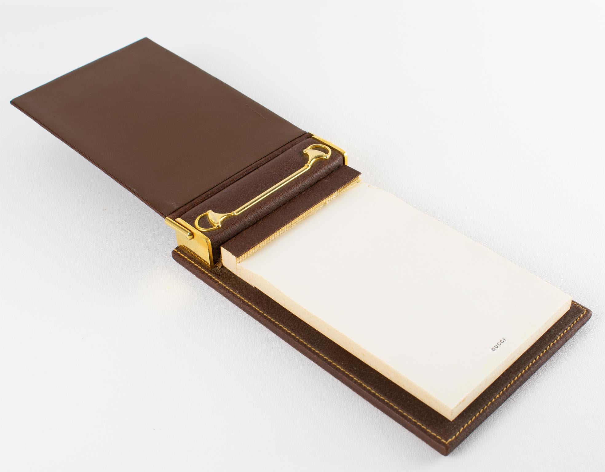 Gucci Schreibtisch-Notizblock aus Leder mit Pferdemotiv, um 1970 im Angebot 7