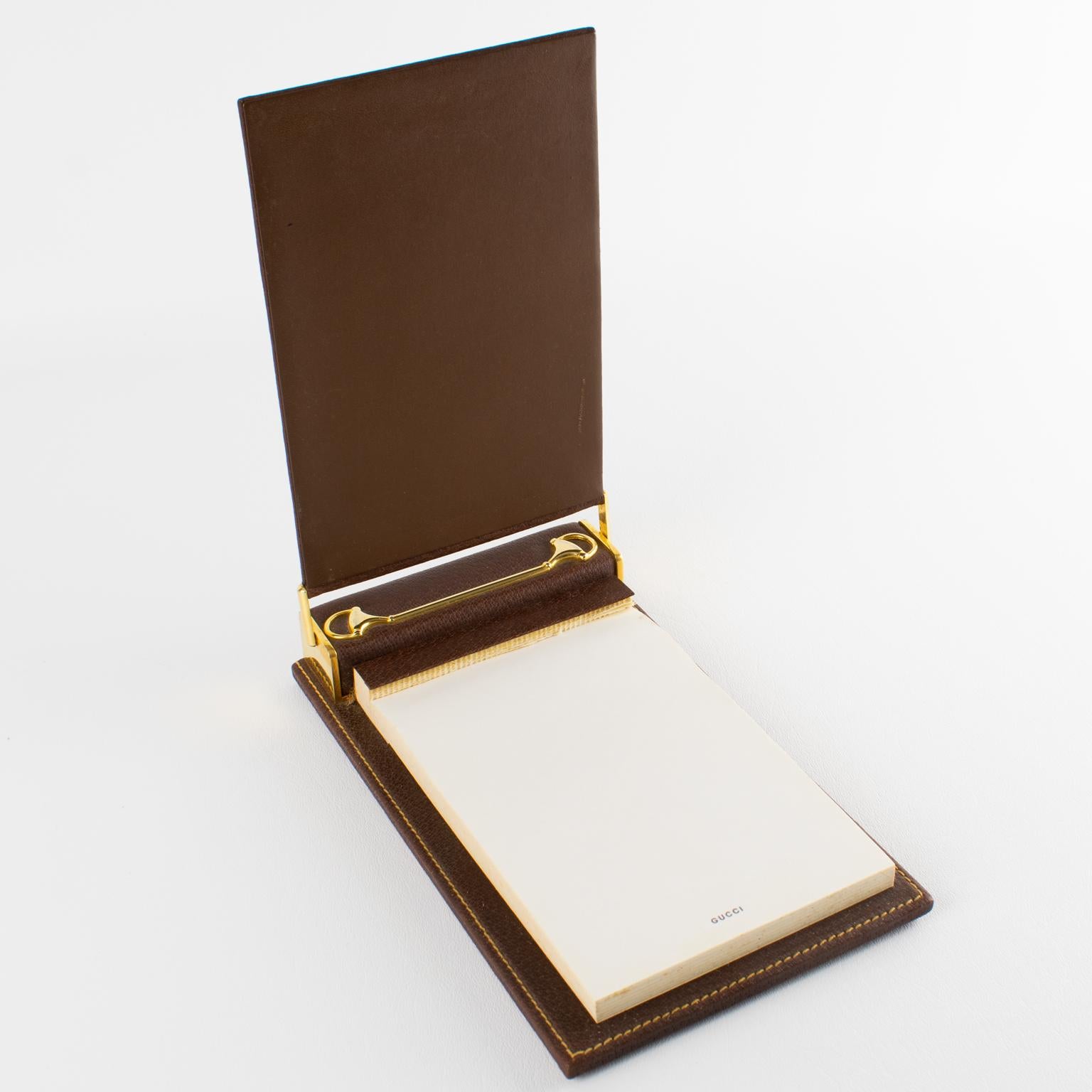 Gucci Schreibtisch-Notizblock aus Leder mit Pferdemotiv, um 1970 im Angebot 8